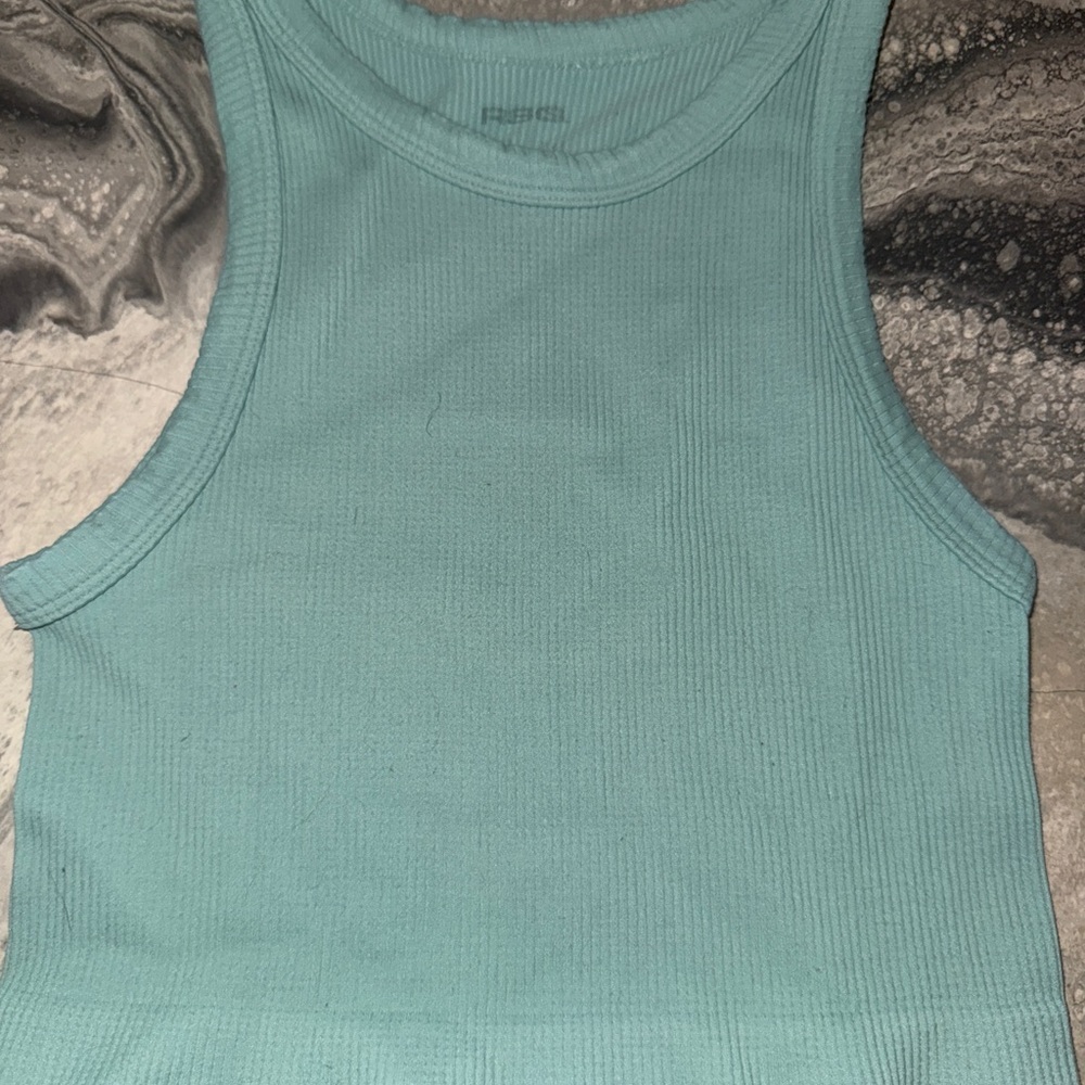 RSQ Green Ribbed Crop Tank Top